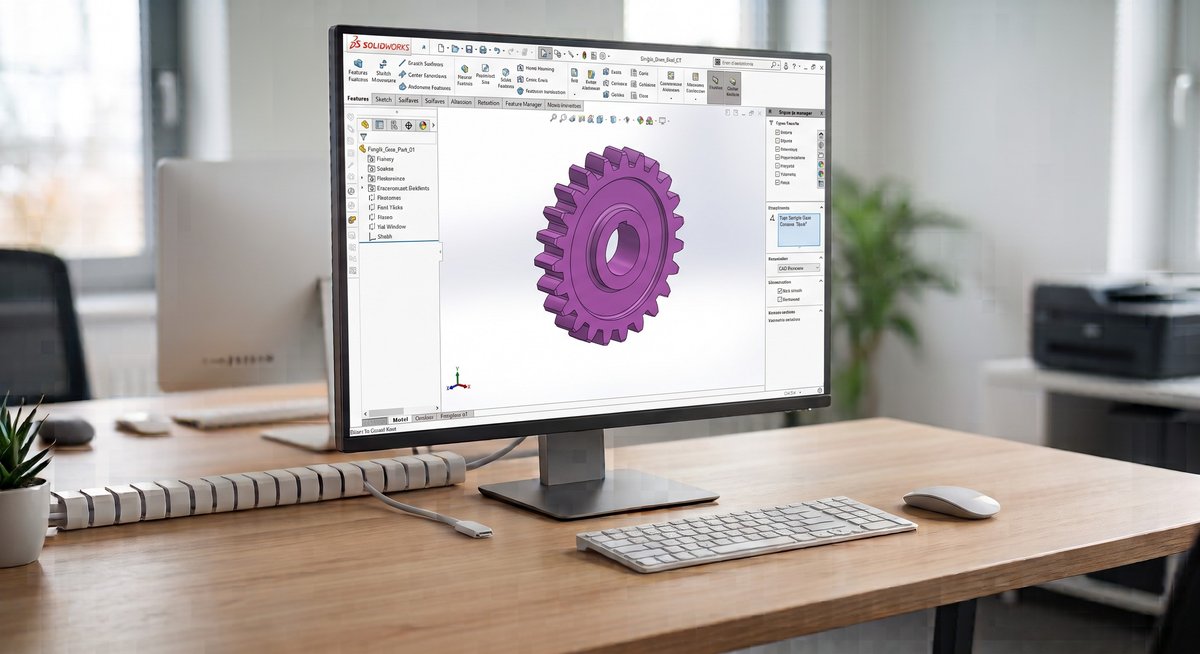 Impression 3D d'un pignon hélicoïdal à partir d'un fichier CAO